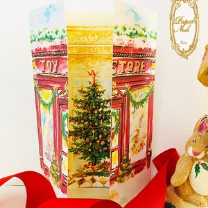 Sugarplum Fairy Nutcracker Toy Store Conjunto de quatro cartões Gatefold de véspera de Natal