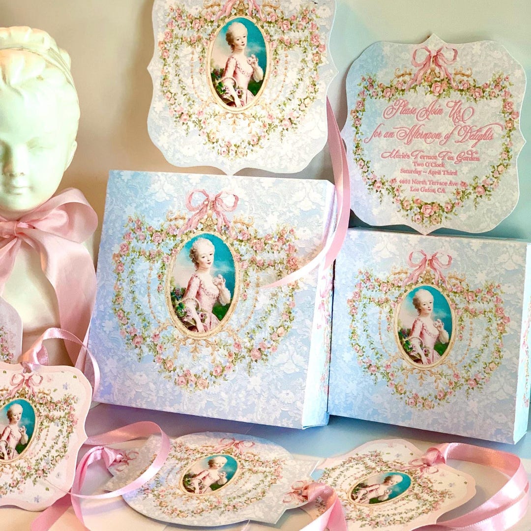 Pretty Marie Blue Lace Handmade Box in Two Sizes With Six Fancy Diecut ...