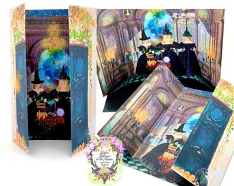 Witch's Halloween at the Chateau d' Marie Antoinette Gatefold Cards and Shimmer Envelopes with Seals Set of Four