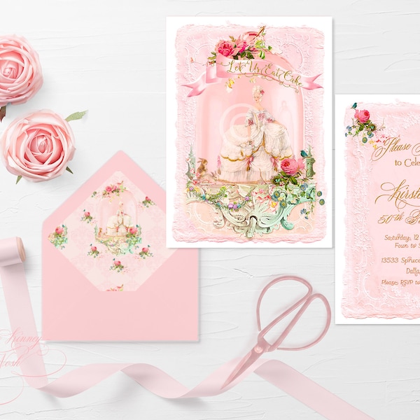 Marie's Spring Confiserie 5 x 7" Invitation Folding Cards Bridal Shower, Easter, Wedding