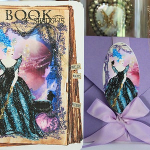 Lot de 6 cartes d'Halloween Maléfique Marie-Antoinette avec enveloppes et cachets métalliques violets