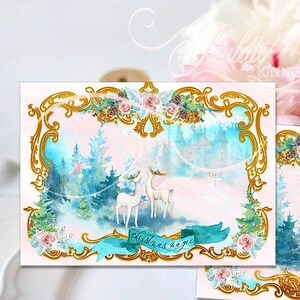 Gentle Christmas Magic 5 x 7" vouwkaarten set van 6 met glanzende enveloppen inbegrepen