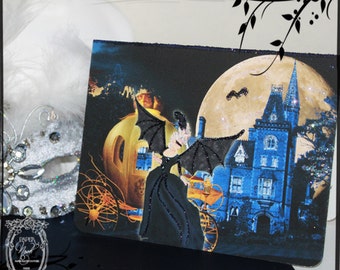 Marie Antoinette Halloween Sorcery Vampire Card Set of Six with Black Shimmer Envelopes