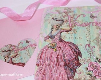 Valentine Marie Antoinette de Paris , Anniversary, Love, Thank You, Shower Cards with Heart Shaped Seals