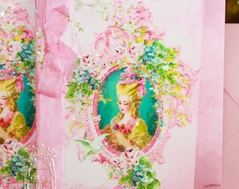 Marie Antoinette Einladungen Pink Musique of Enchantment Hochzeit, Dusche, Bachelorette, Tee, Party, Event-Set 6 Stück mit Umschlägen