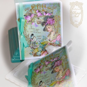 Le Jardin de Lumiere des Etoiles o The Garden of Starlight, set di 6 carte e buste color acqua scintillante