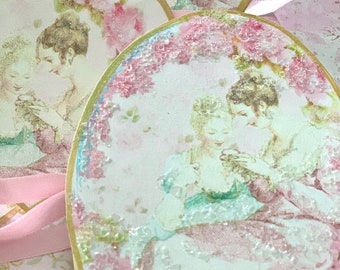 Jane Austen Regency inspiriertes großes Umschlag-Box-Ensemble-Set. Ovale Box, Tags, Blattgold, Karten, Umschlag