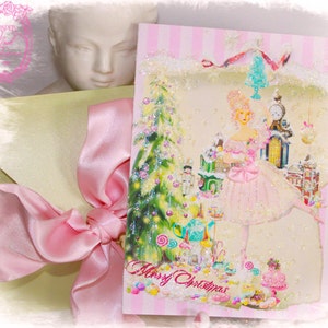 Conjunto de cartas planas ou dobráveis para balé de fada quebra-nozes de Natal Maria Antonieta