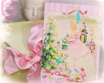 Marie Antoinette Christmas Sugarplum Fairy Nutcracker Ballet, Candyland Flat or Folding Card Set or 8 x 10 Print