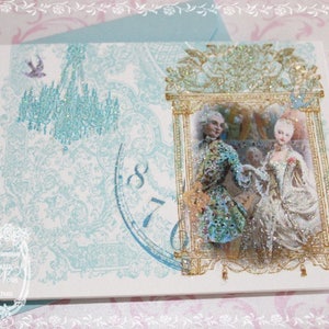Marie Antoinette Danse de Versailles Set van zes barokke notitiekaarten en zegels