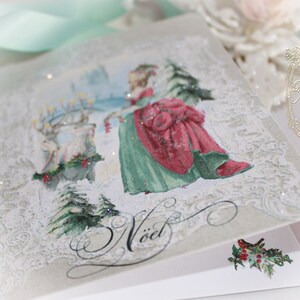 The Gift Christmas Cards 5 x 7 Folding Card Set of Six and Shimmering Snow White Envelopes image 2