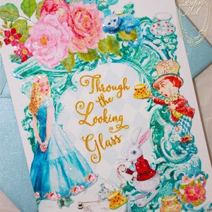 Alice Through the Looking Glass Invitations Set of 6 with Shimmer Envelopes image 1