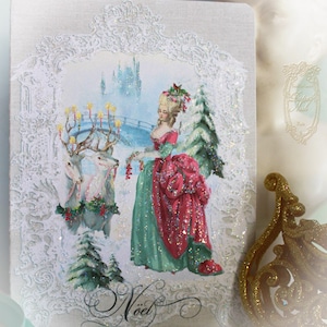 The Gift Christmas Cards 5 x 7 Folding Card Set of Six and Shimmering Snow White Envelopes image 1