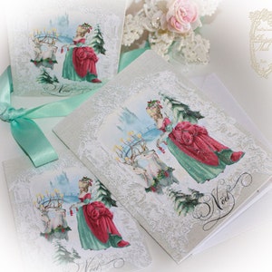 The Gift Christmas Cards 5 x 7 Folding Card Set of Six and Shimmering Snow White Envelopes image 3