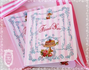 Bonbons Kuchen Dankeschöne Klappkarte mit Rosa schimmernden Metallic Umschlägen