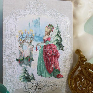 The Gift Christmas Cards 5 x 7 Folding Card Set of Six and Shimmering Snow White Envelopes image 5