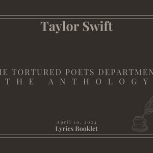 Département The Tortured Poets : The Anthology, Taylor Swift Livret de paroles, téléchargement numérique, couleur noir et blanc image 2