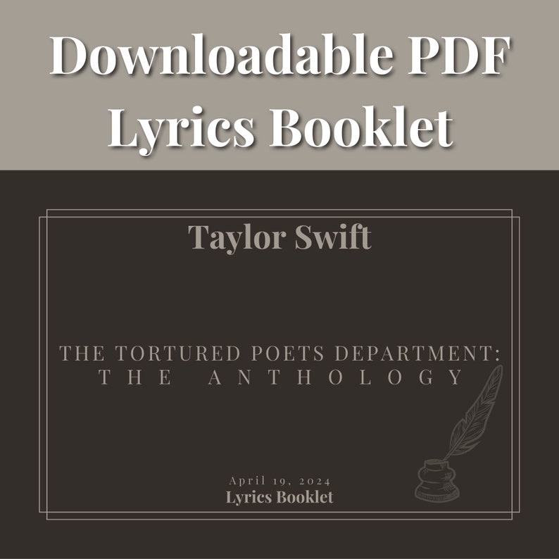 Département The Tortured Poets : The Anthology, Taylor Swift Livret de paroles, téléchargement numérique, couleur noir et blanc image 1