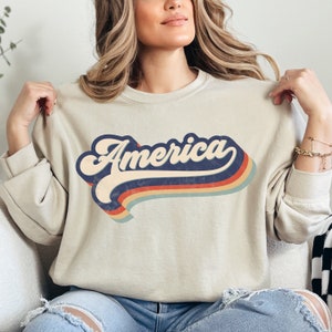 Vintage America Sweatshirt, 4th of July Sweatshirt, America Sweatshirt, USA Sweatshirt, Fourth of July Sweatshirt, American Flag Sweatshirt