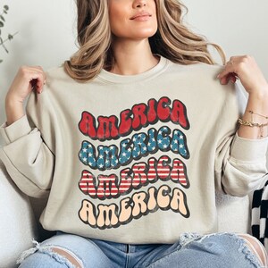 Retro America Sweatshirt, 4th of July Sweatshirt, America Sweatshirt, USA Sweatshirt, Fourth of July Sweatshirt, American Flag Sweatshirt