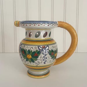Handpainted Deruta Majolica Puzzle Jug: &quot;Bevi Se Puoi&quot; Holy Pitcher