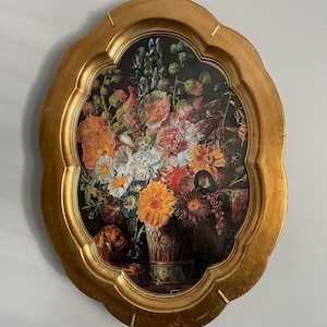Vintage Florentine Gilt Tray: Italian Floral Decoupage Wall Decor