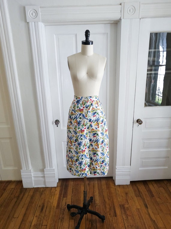 Mid 1930s Mexican Novelty Print Play Skirt