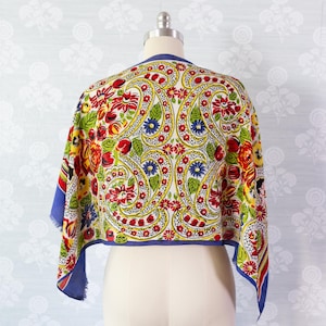 1940er Jahre Primärfarbe Floral gestreifter Schal