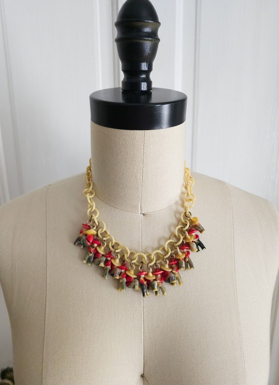 1930s Celluloid Mexican Charm Necklace