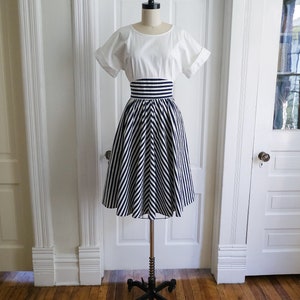 1940s Nautical Navy Blue Stripe Dress