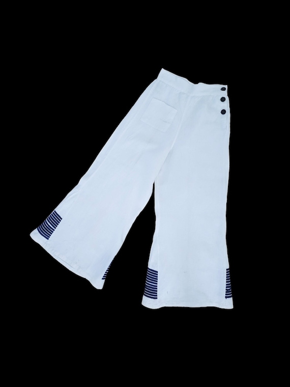 Rare 1930s White Cotton Twill Sailor Trousers