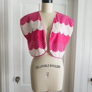 1940s Pink And White Dot Bolero - Large