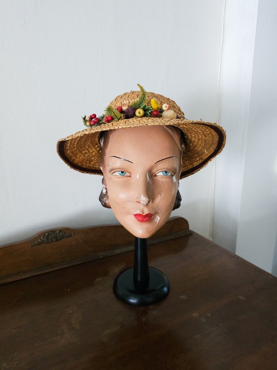 1930s Straw Fruit Hat