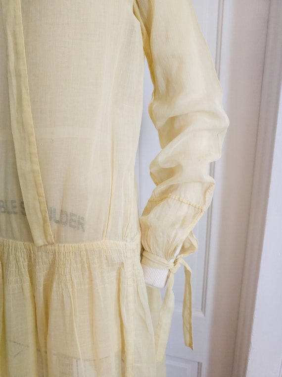 1920s Lemon Yellow Gauze Day Dress Gem