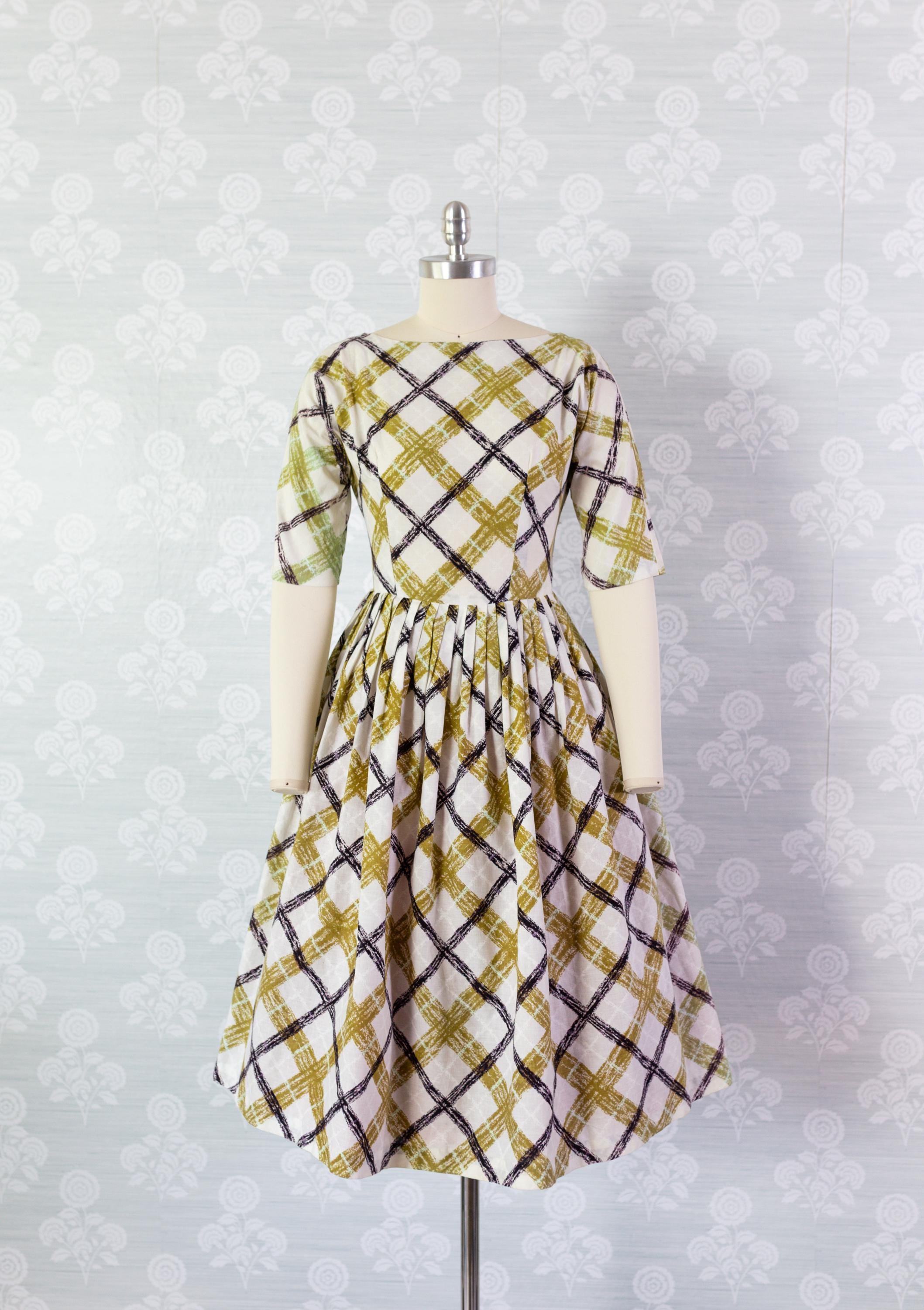 slim fit dress slacks Ivory Plaid Tweed Gold Button-Down Short Sleeve Mini Dress – Dazey Hill main image 1