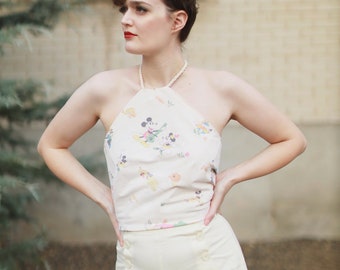 Custom Made 1930s Style Halter Tops From Vintage Fabric