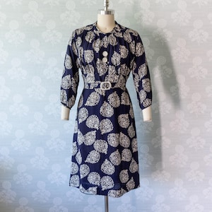 1930s Cold Rayon Novelty Print Belted Day Dress
