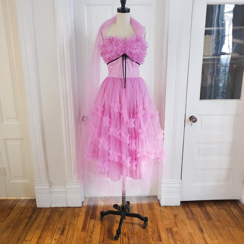 Vintage Tulle Purple Prom Evening Dress       fg2985
