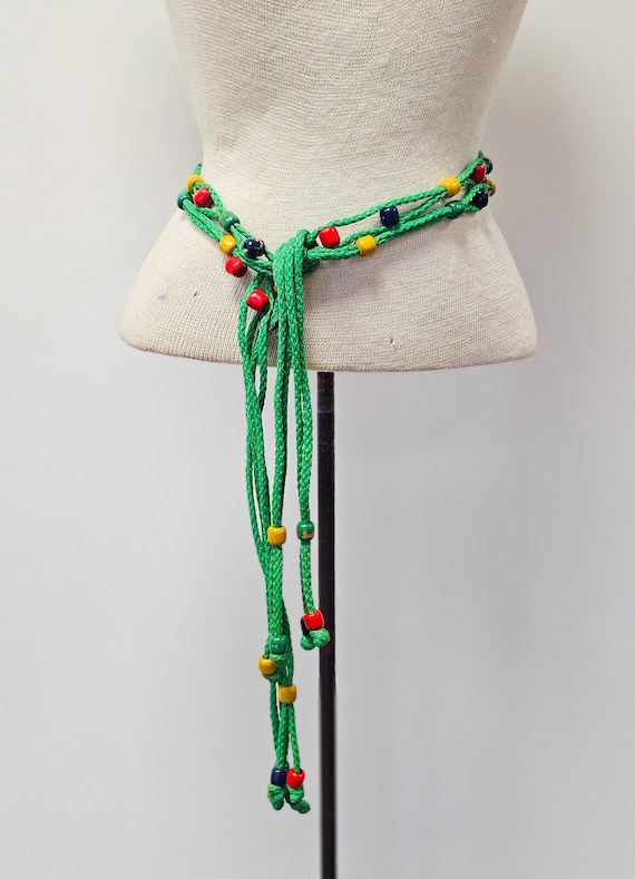 1930s Czech Rope And Wooden Bead Belt