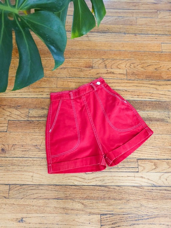 1950s Red Cuffed Shorts