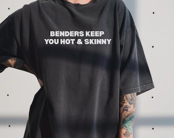 Camiseta "Benders Keep You Hot&Skinny", camiseta rave, camiseta divertida, John Summit, ropa rave, atuendo para festival, accesorios rave, atuendo rave, regalo rave