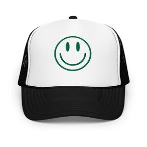 Embroidered Smiley Face Trucker Hat, Green Smiley Face Hat, St Pattys Day Trucker Hat, St Patricks Day Hat