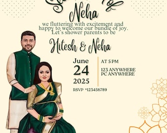 Indian Baby Shower Invitation.. Valaikappu.. Seemantham WhatsApp Invitation e-card
