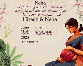 Indian Baby Shower Invitation.. Valaikappu.. Seemantham Invite WhatsApp