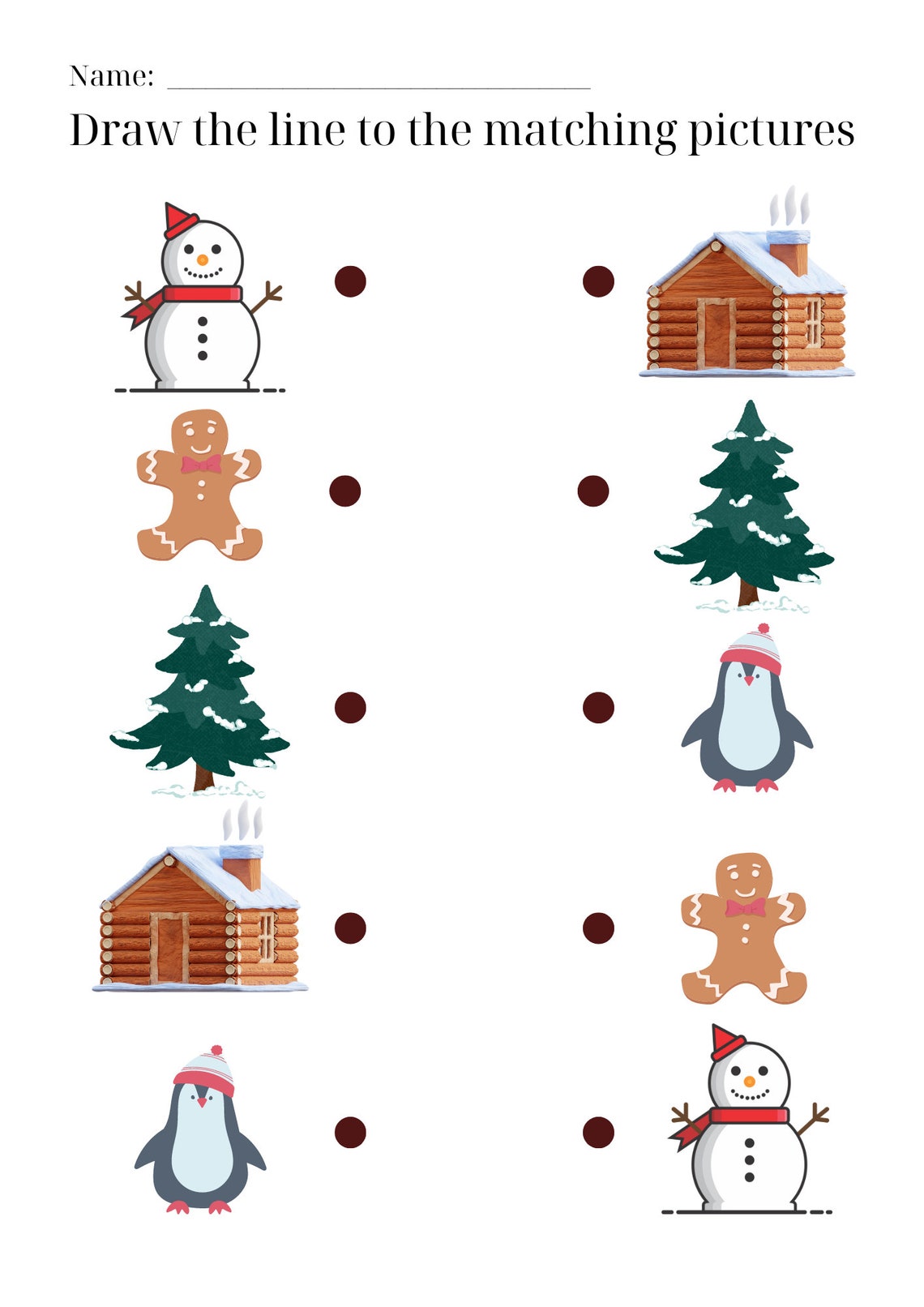 50 Printable Matching Worksheets, Match the Picture, Kindergarten