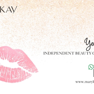 Mary Kay-visitekaartjes, afdrukbaar, lippen, roze, custom, make-up, download wit