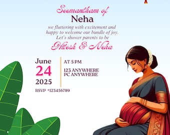 Indian Baby Shower Invitation.. Valaikappu.. Seemantham Invite WhatsApp- 2 options