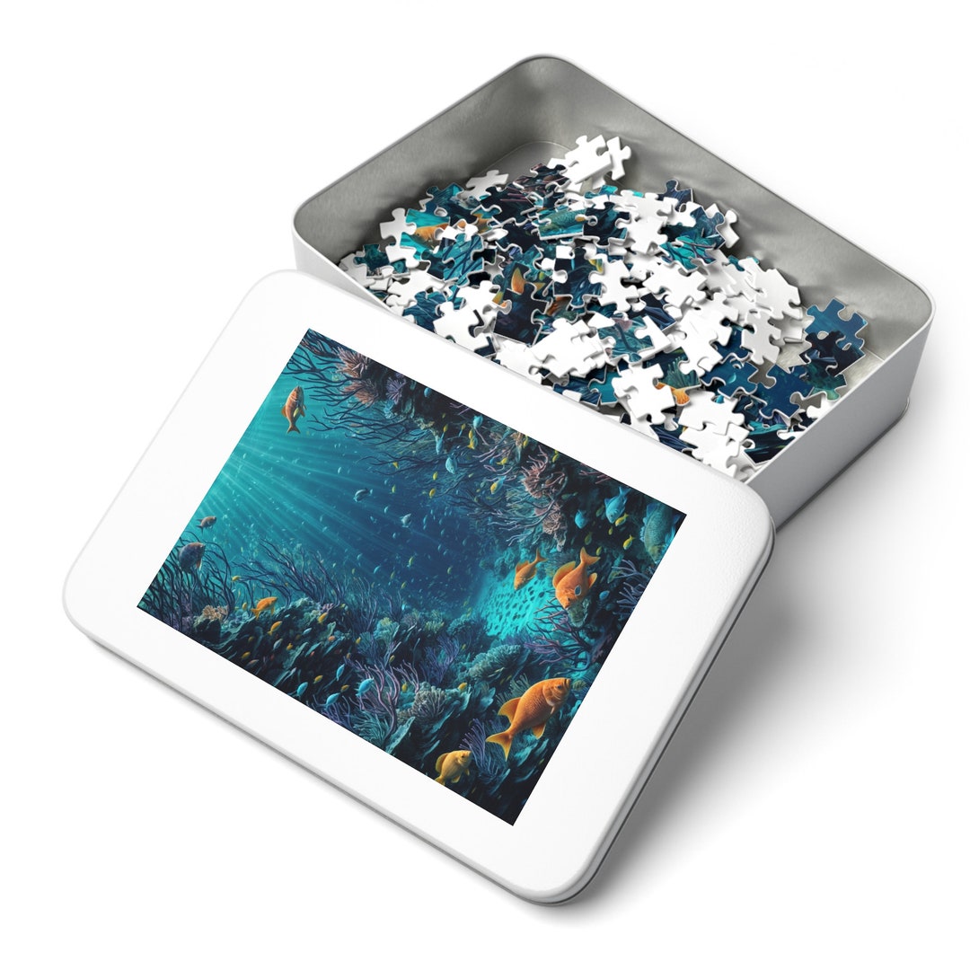 Sea Floor Puzzle Art Print, Fish & Algae Design, Underwater, Colorful ...