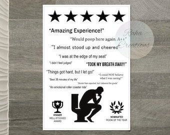 Toilette Badezimmer Poster, Lustiger Toiletten Bewertungsdruck, Badezimmer Bewertungsschild, Lustiger Poop Humor, Waschraumdekor, Toilettendekor, Printable, JPG, PDF