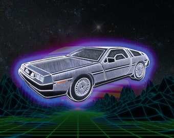 DeLorean emaille pin